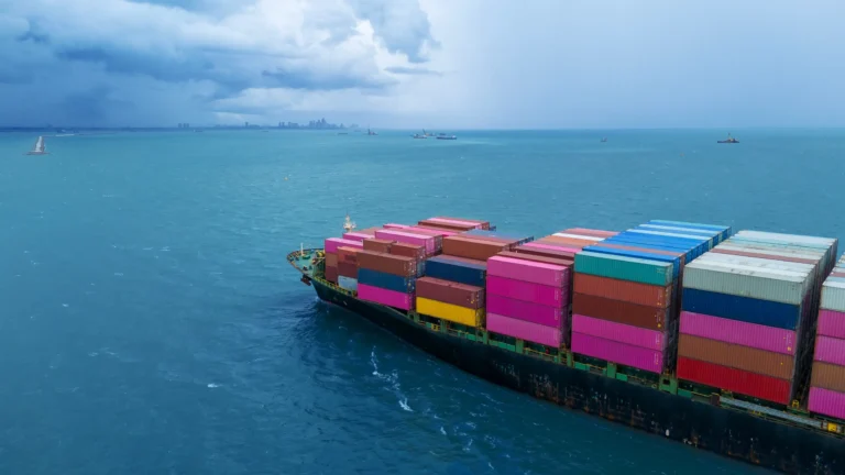 Side view of rail freight containers supporting HS Agency multimodal logistics